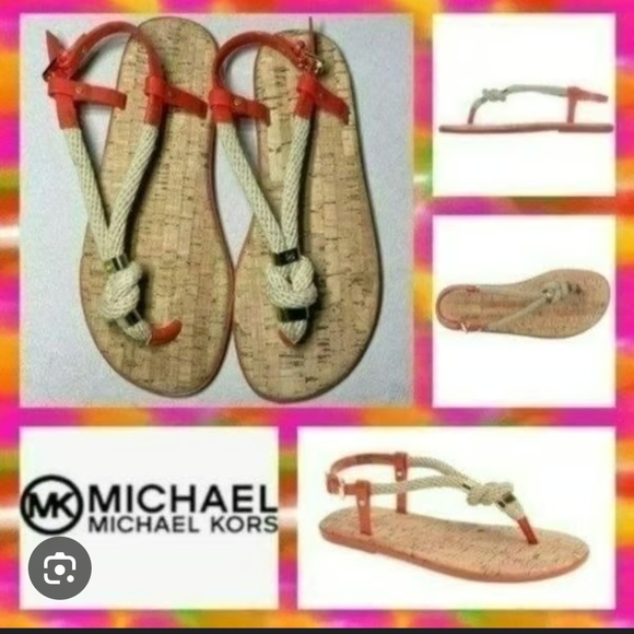 Michael Kors Orange Cream Sandals with Thong Design - Picture 1 of 5